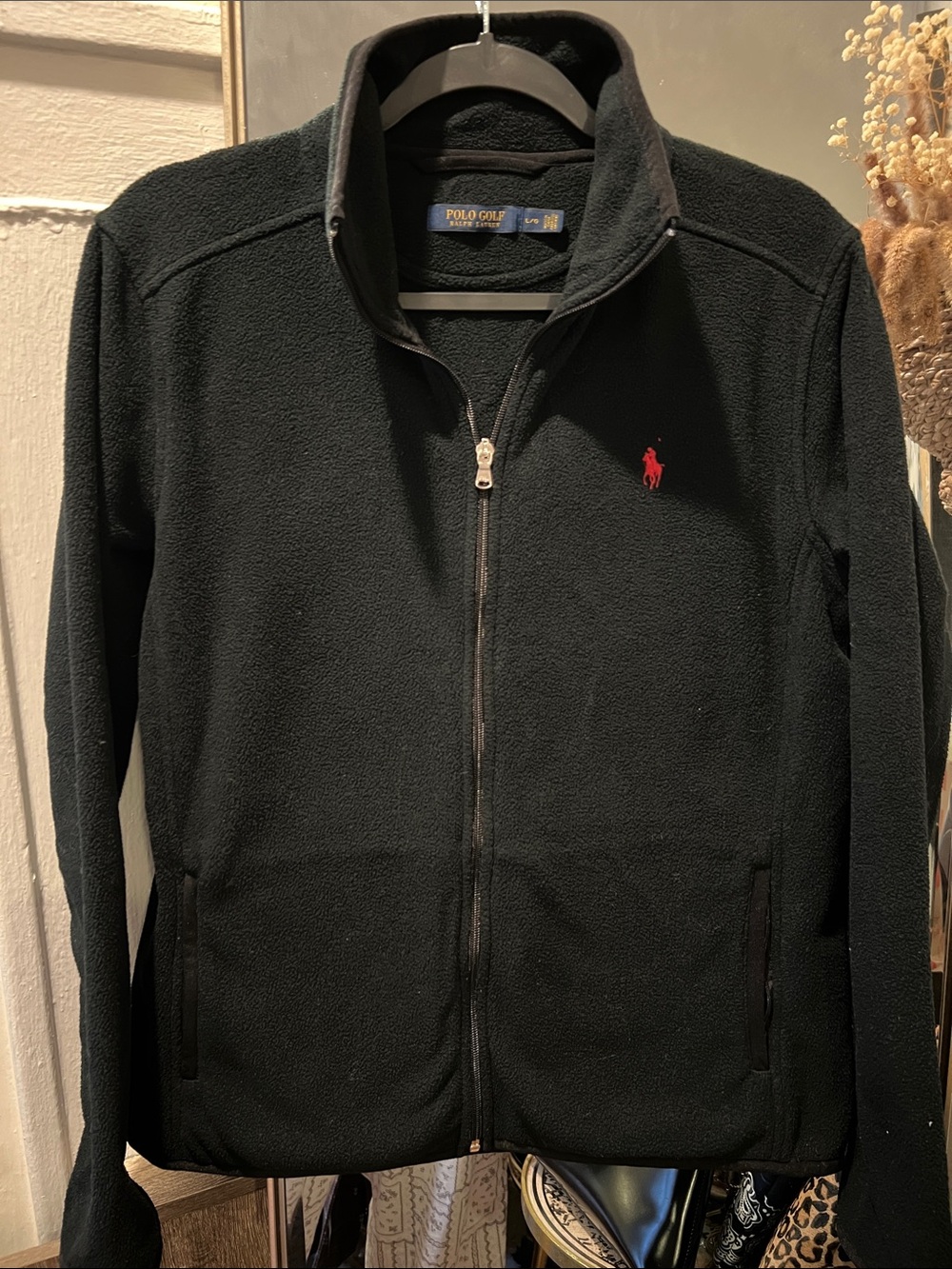 Polo Golf Black Fleece Zip-Up Sweater